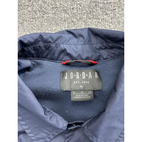 Jordan Jacket Mens XL Navy Blue Snap Button Coaches Windbreaker Jumpman Logo - Picture 2 of 8